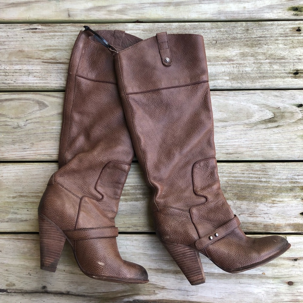 Sam Edelman Brown Leather Knee-High Heeled Boots
